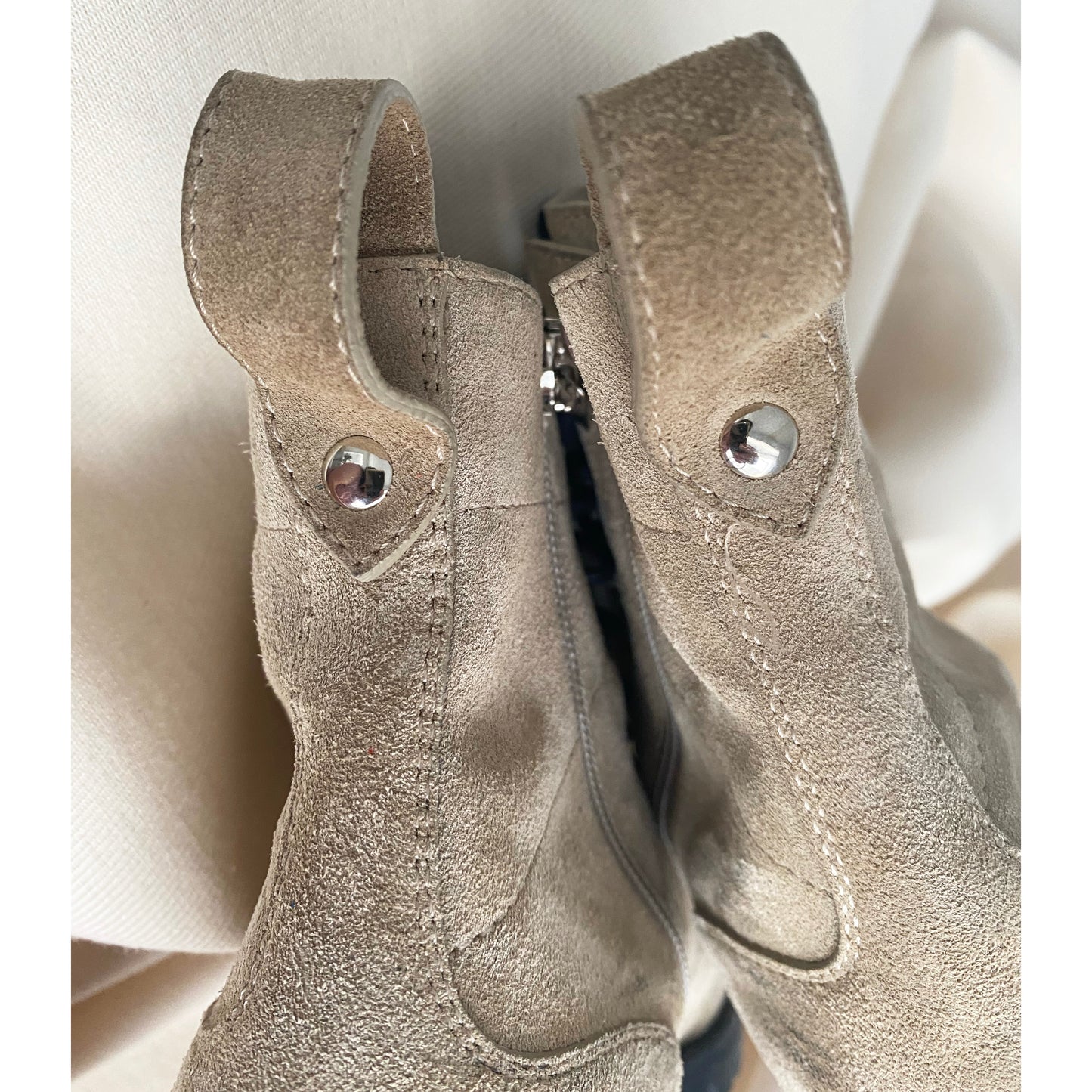 Jimmy Choo "Cruz" Suede Combat Boot in Beige, size 39 (fits 8.5/9)