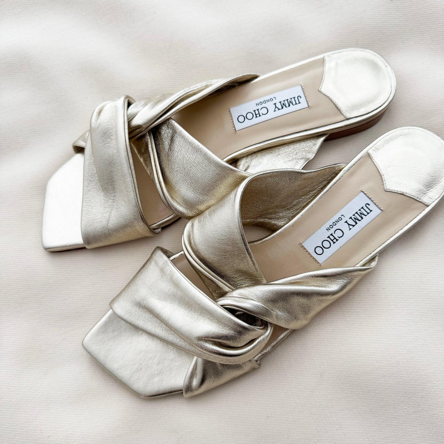 Jimmy Choo "Narisa" Sandals in Champagne, size 41 (fits 10/10.5)