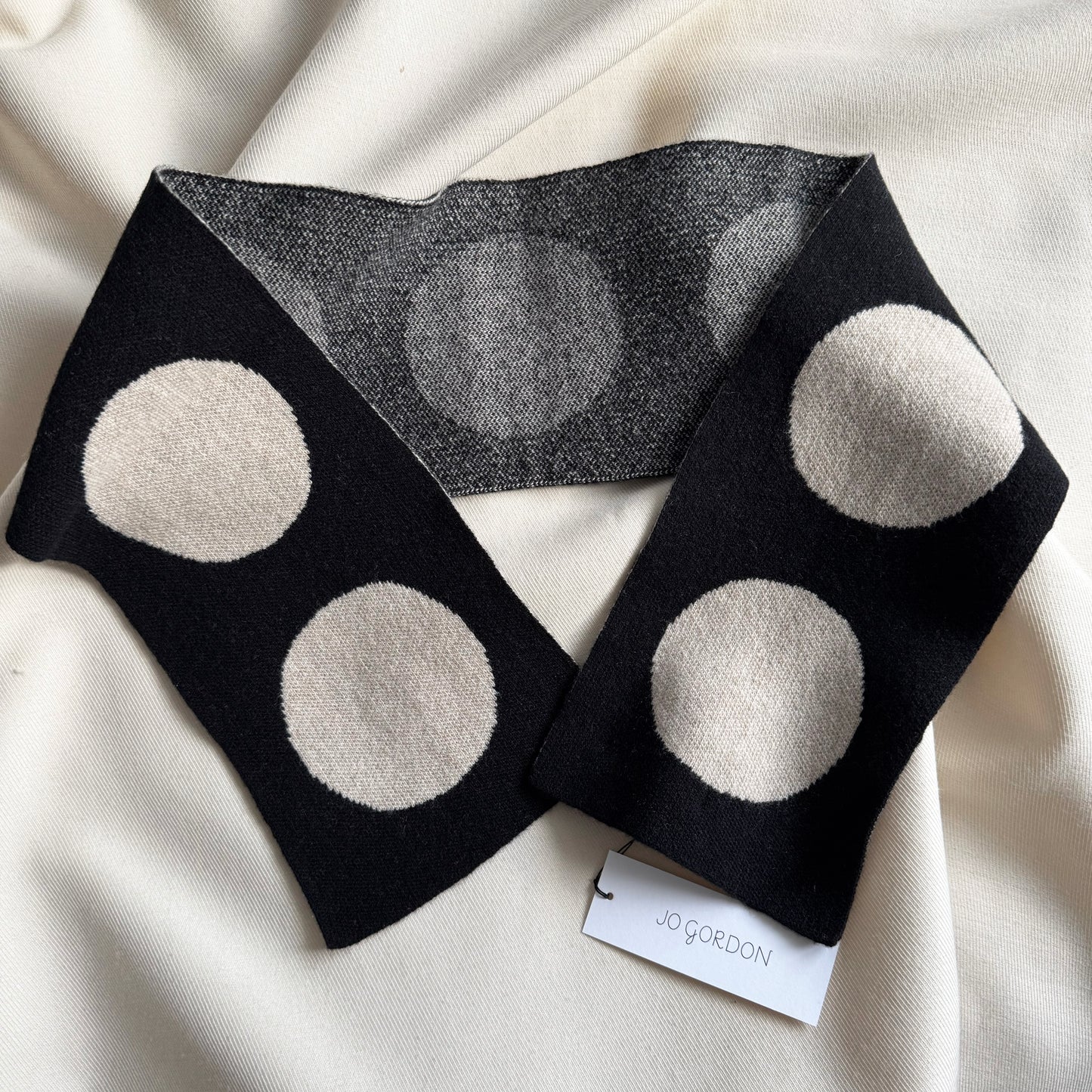 Jo Gordon Small Spot Scarf in Black/Ivory