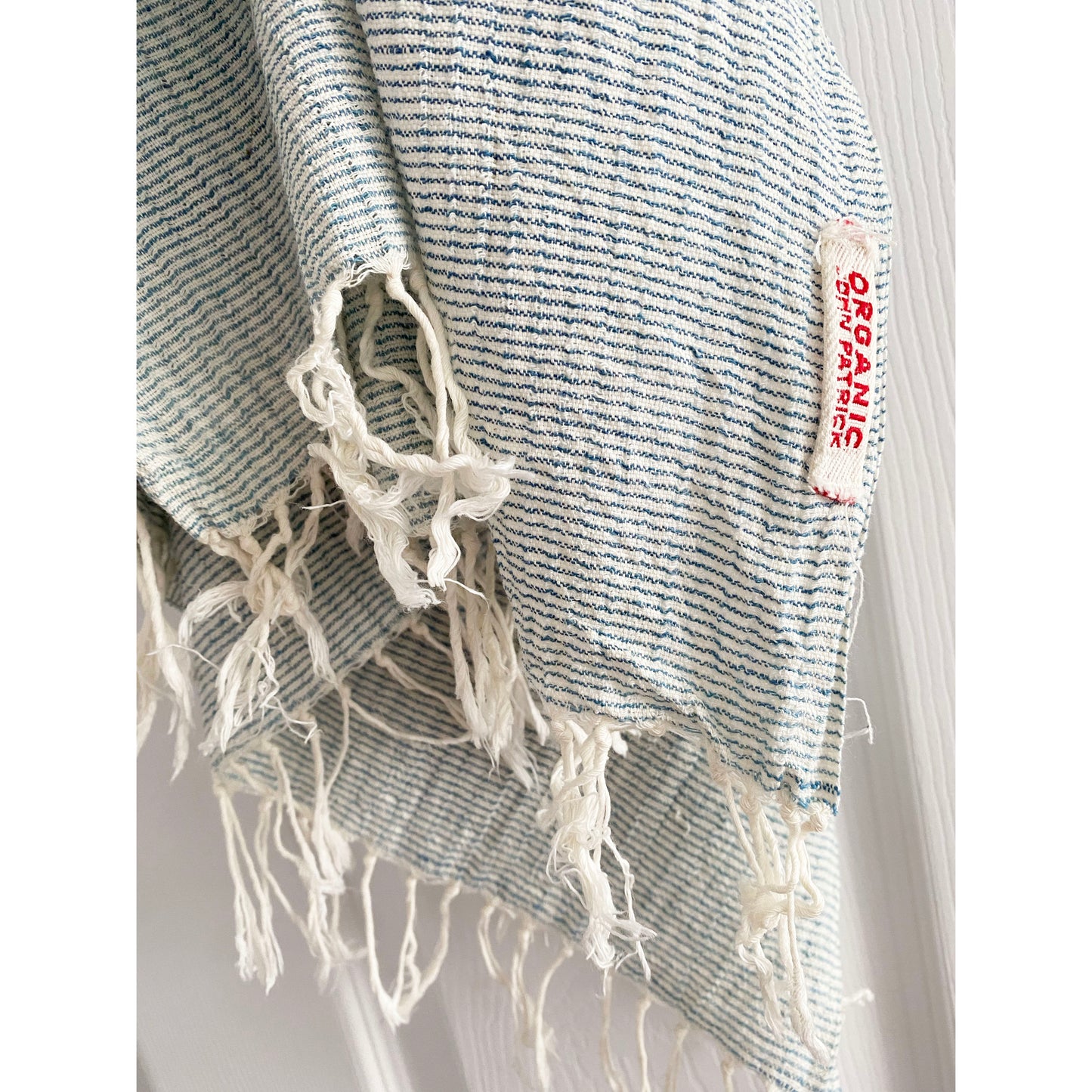 Organic by John Patrick Blue and Ivory Woven Cotton Scarf