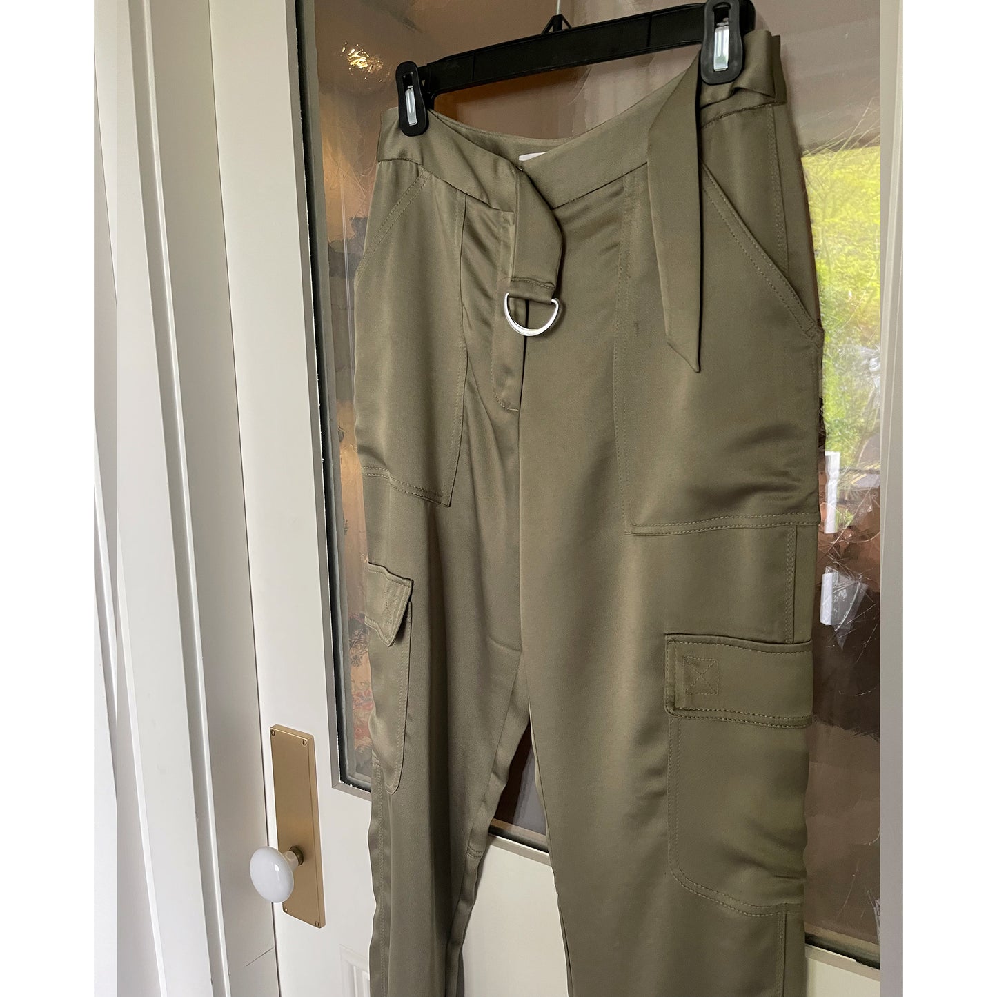 Jonathan Simkhai Satin Off the Shoulder Top (size small) and Cargo Pant (size 6 - fits like 4/6)