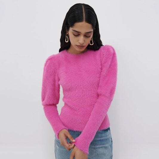 Jonathan Simkhai « Levy » Pull Mohair Rose, taille Small (Convient XS/S)