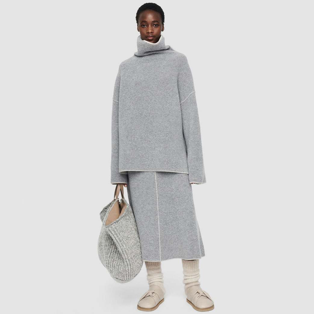 Joseph Bouclette Knit Sweater in Grey, size XXS (fits SO oversize)