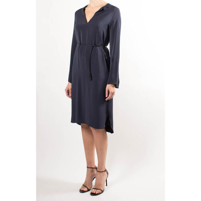 Joseph Long Sleeve Crepe Dress in Navy Blue, size 42 (fits like 6/8)