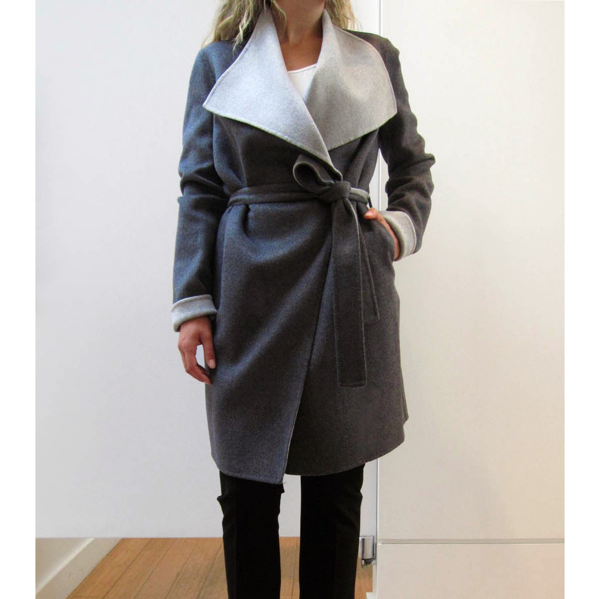 Joseph Grey Doubleface "Lisa Long" Coat, size 34 (fits a size 2)