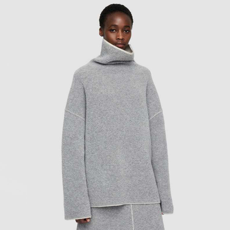 Joseph Bouclette Knit Sweater in Grey, size XXS (fits SO oversize)