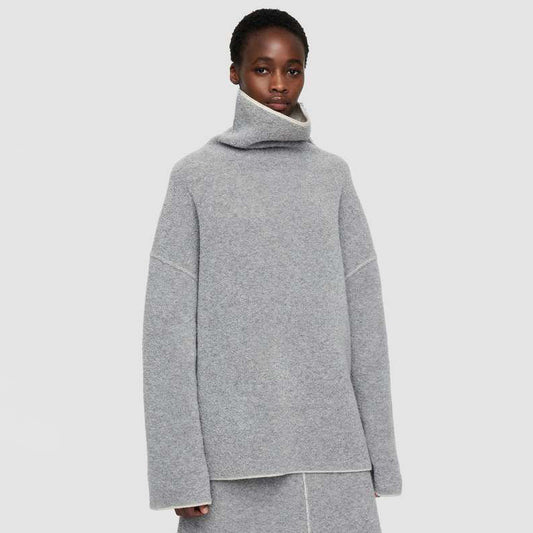 Joseph Bouclette Knit Sweater in Grey, size XXS (fits SO oversize)