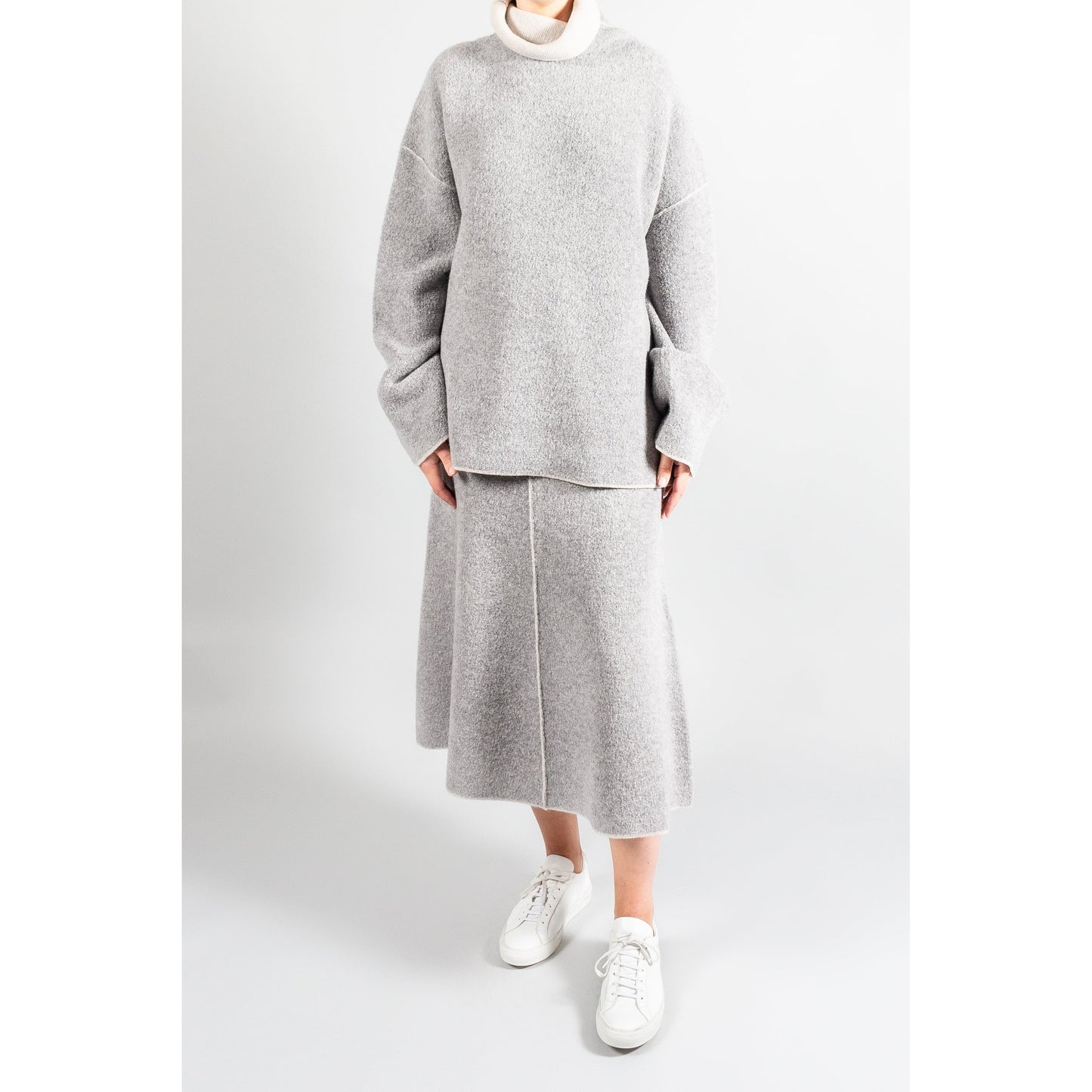 Joseph Bouclette Knit Skirt in Grey, Size Small