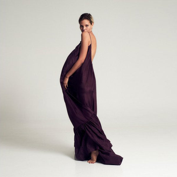 Kalita "Brigitte" Silk Maxi Dress in Purple, size M/L