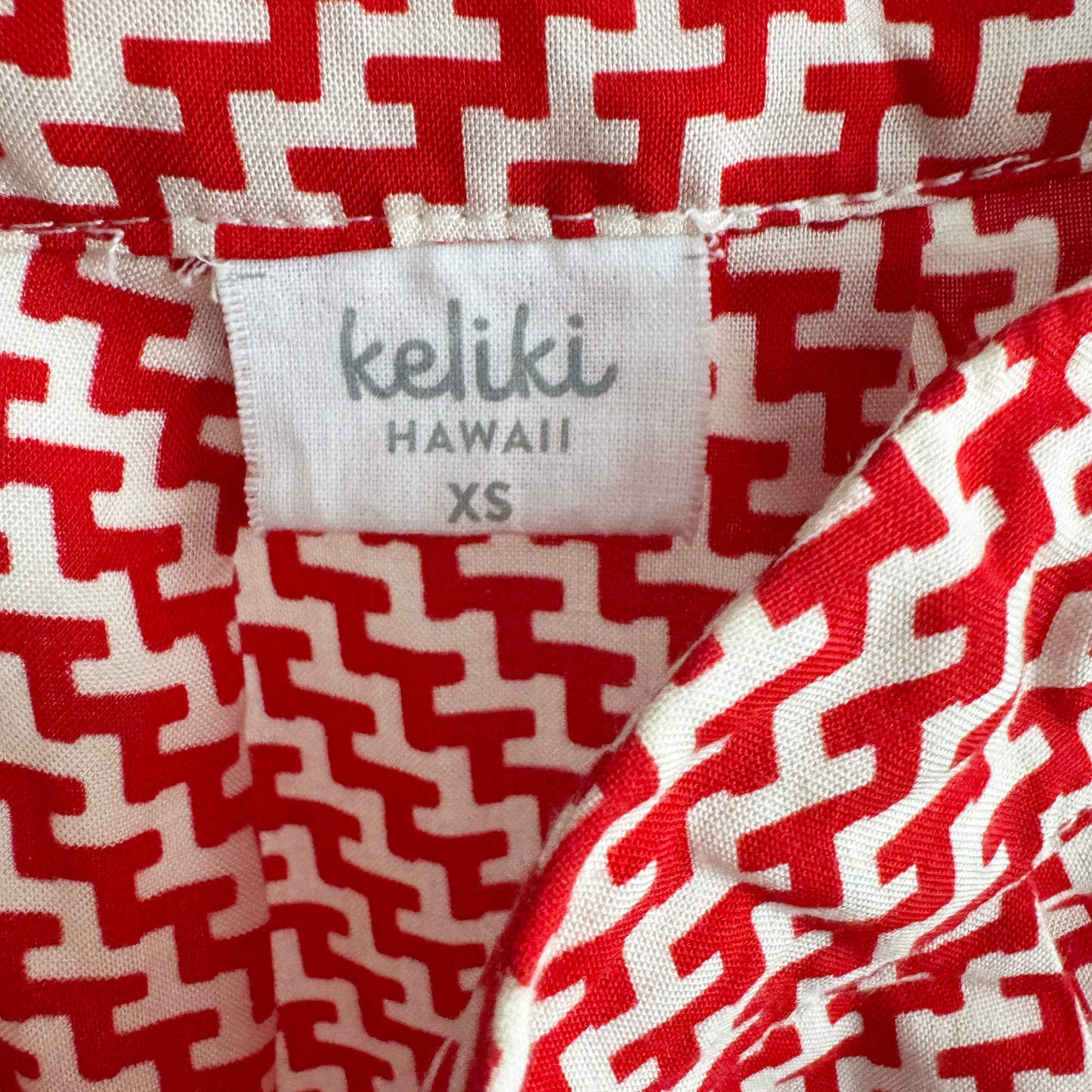 Keliki Hawaii Printed Red Crop Top and Skirt Matching Set, size XS (fits XS/S)
