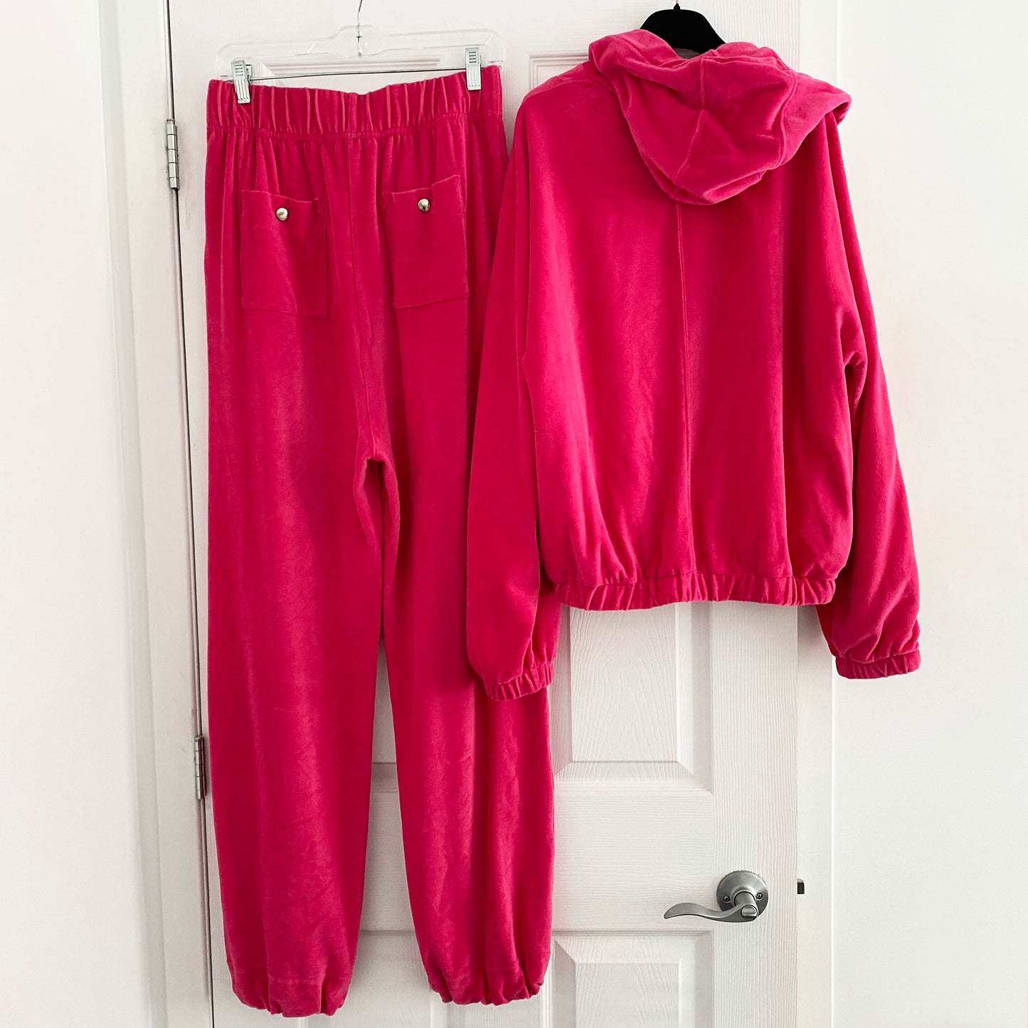 Khrisjoy Pink Velour Track Suit, size XS (fits loose, like a roomy size small)