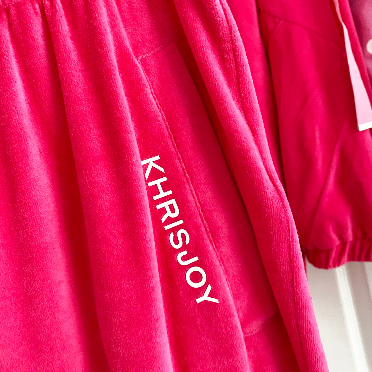 Khrisjoy Pink Velour Track Suit, size XS (fits loose, like a roomy size small)