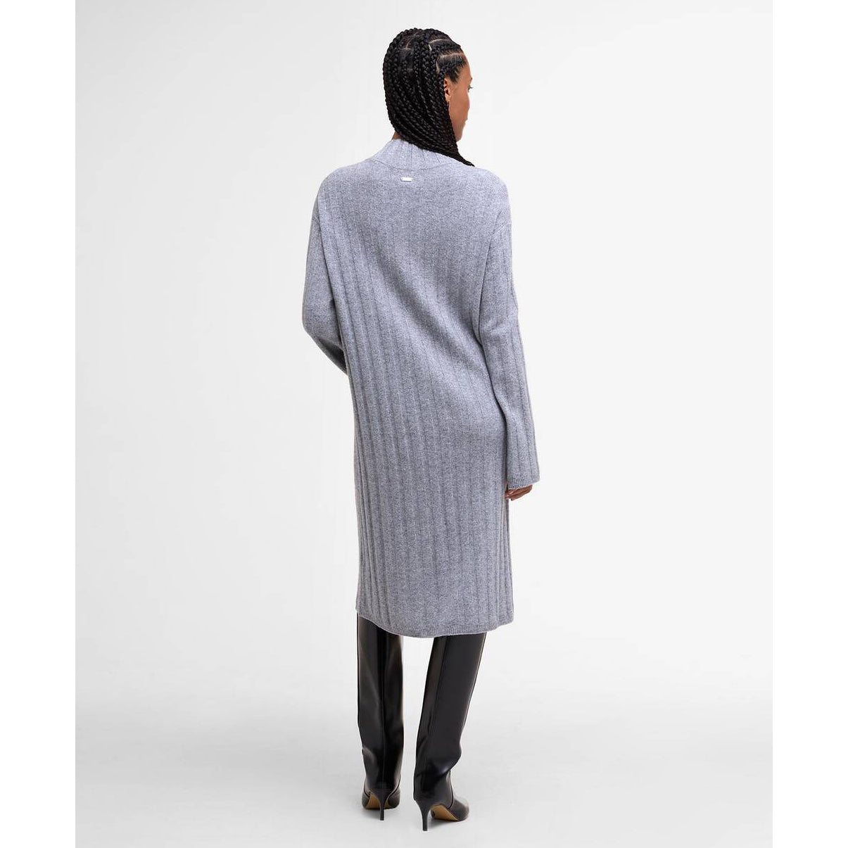 Barbour "Sophia" Ribbed Knit Dress in Grey, size Small