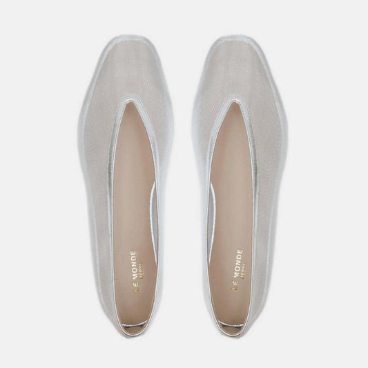 Le Monde Beryl "Luna" Slipper in Silver Mesh, size 39 (fits 8.5)