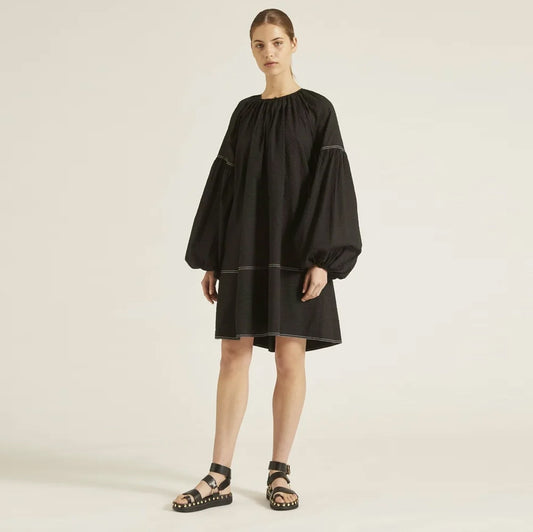 Lee Mathews "Lilian" Balloon Sleeve Mini Dress in Black, size "1" (Small)