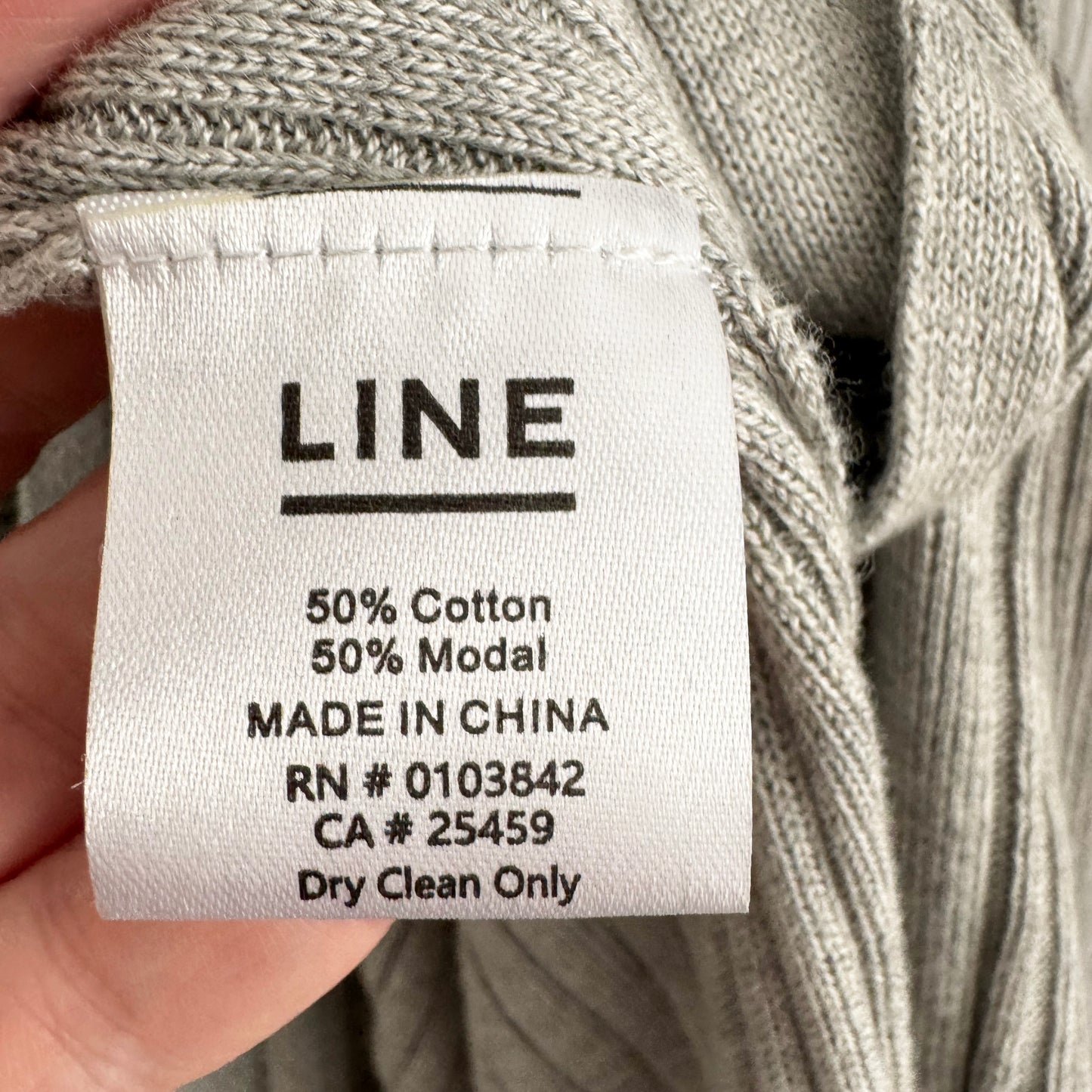Line Knitwear Ribbed Long Cardigan in Grey, size Medium