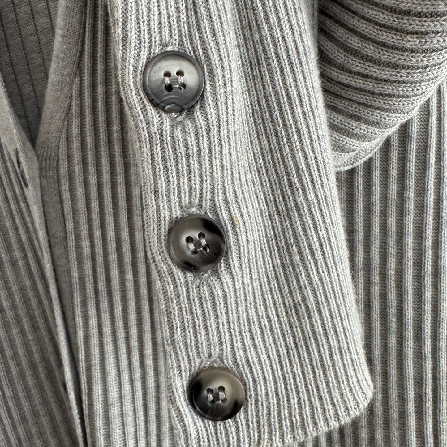 Line Knitwear Ribbed Long Cardigan in Grey, size Medium