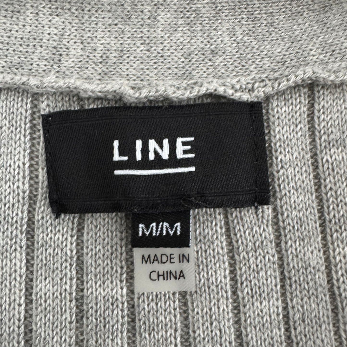 Line Knitwear Ribbed Long Cardigan in Grey, size Medium