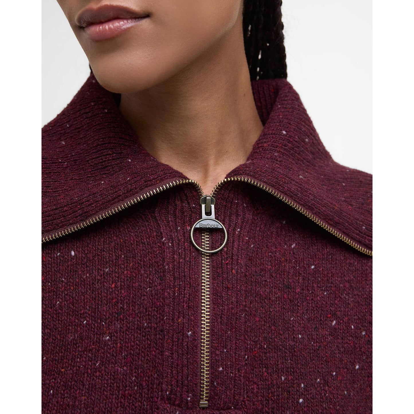 Barbour "Lavensdale" Quarter-Zip Jumper in "Black Cherry", size 14UK/10US (fits M/L)