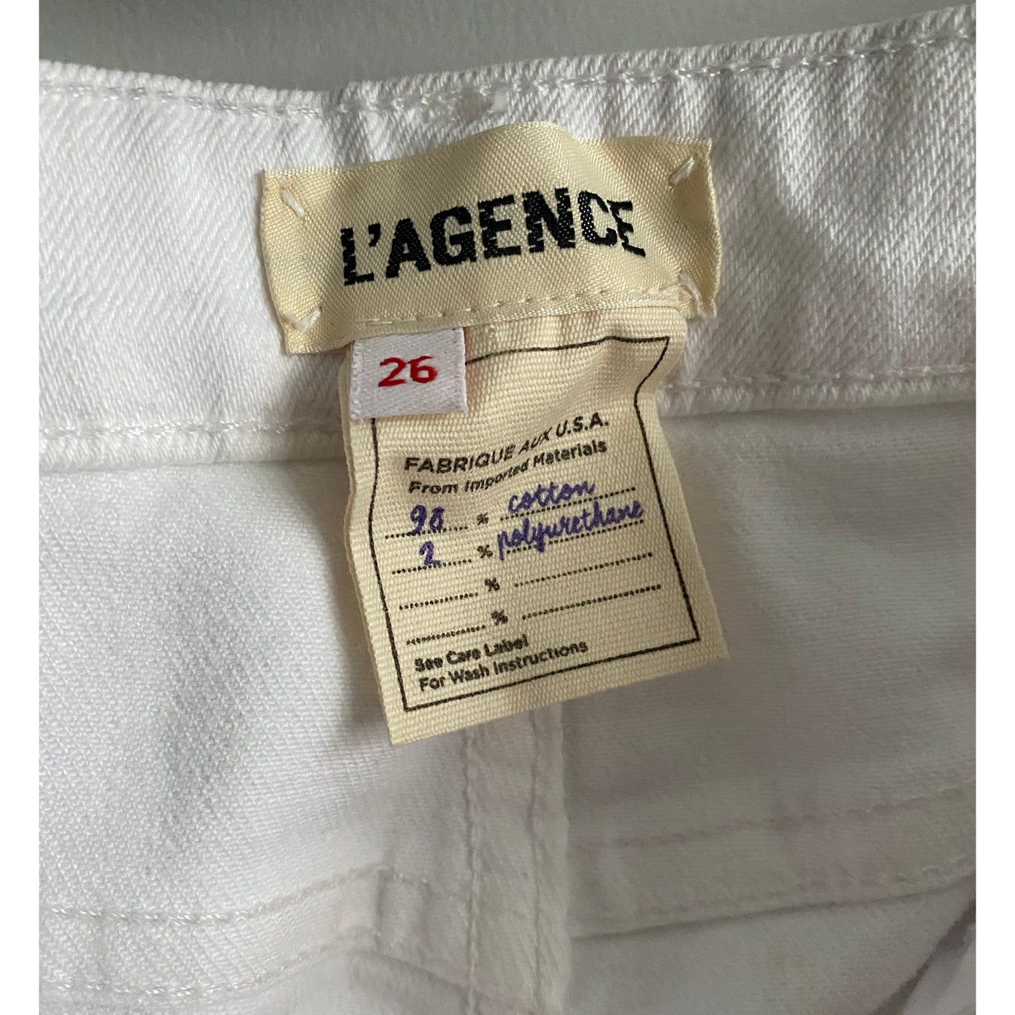 L'Agence "High Line" Distressed Jeans in "Blanc Destruct", size 26