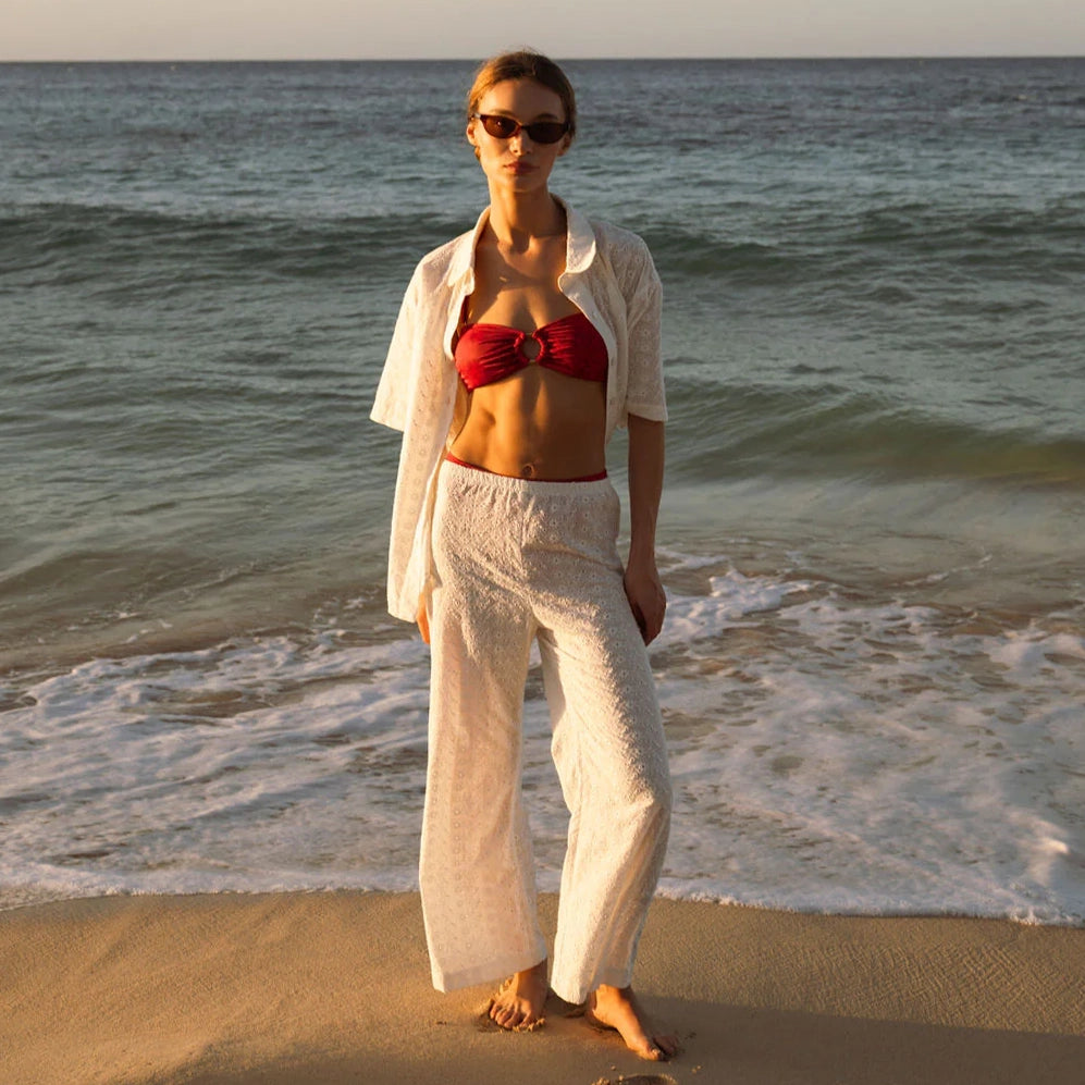 La Maregold "Mila" Shirt in White Eyelet, size M/L