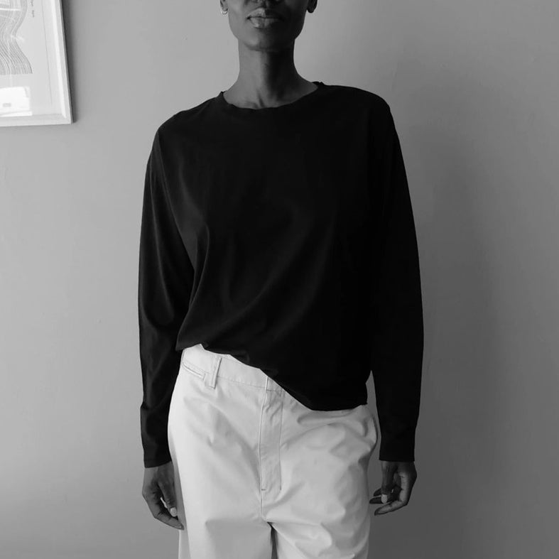 Lauren Manoogian Fine L/S Tee in Black, size "1" (size Small)
