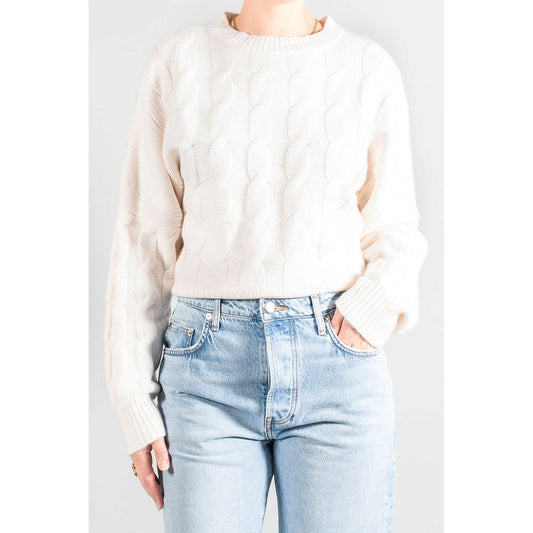 Le Kasha "Venise" Cable Knit Sweater in Ivory, One Size Only