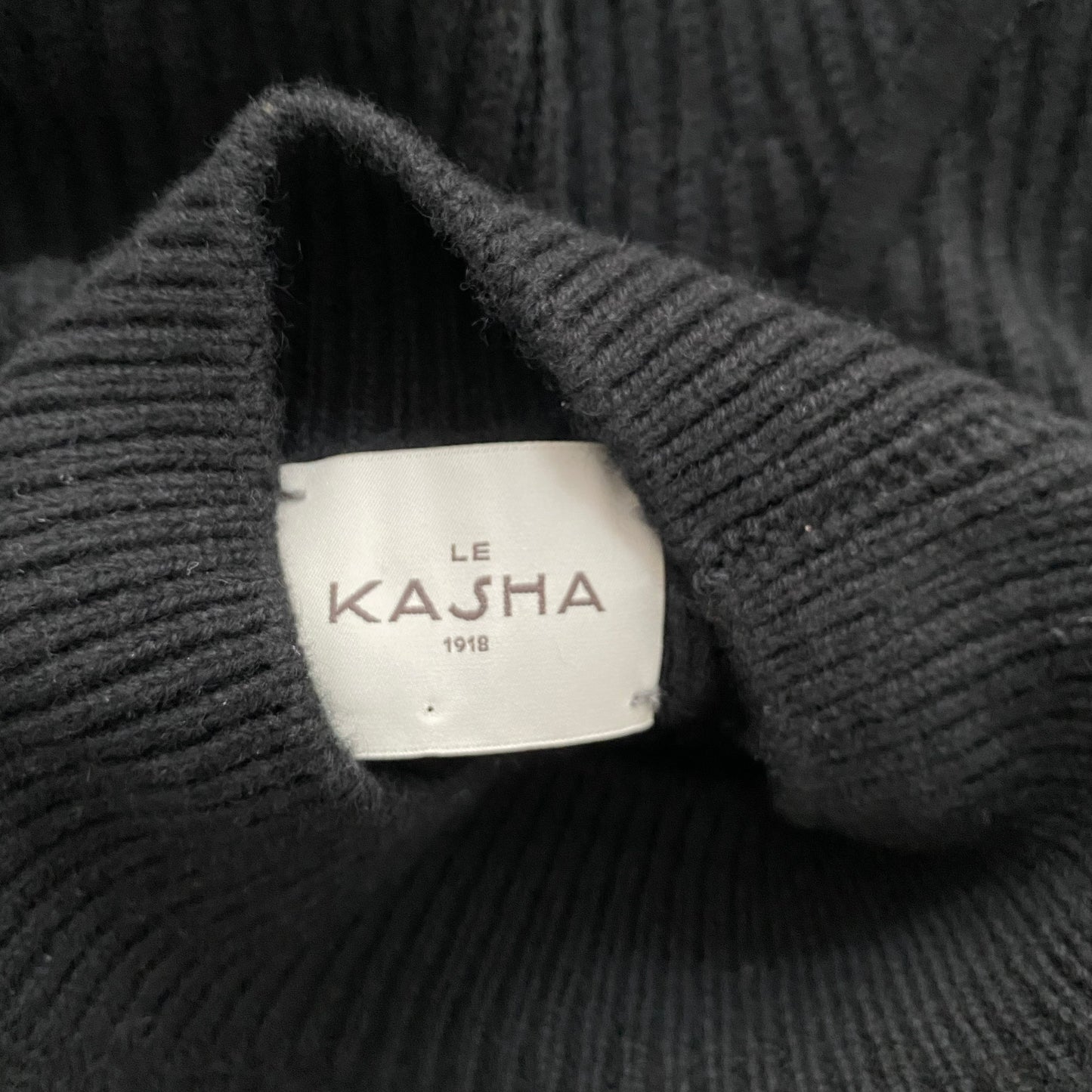 Le Kasha "Merida" Cutout Back Cashmere Sweater in Black, One Size Only