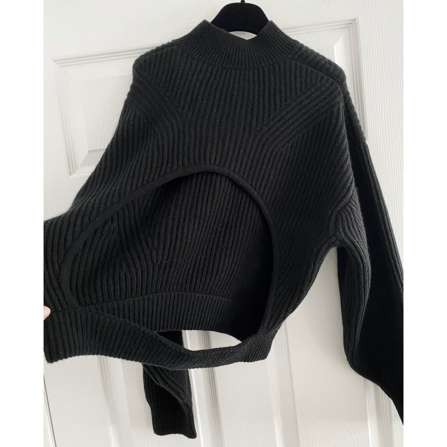 Le Kasha "Merida" Cutout Back Cashmere Sweater in Black, One Size Only