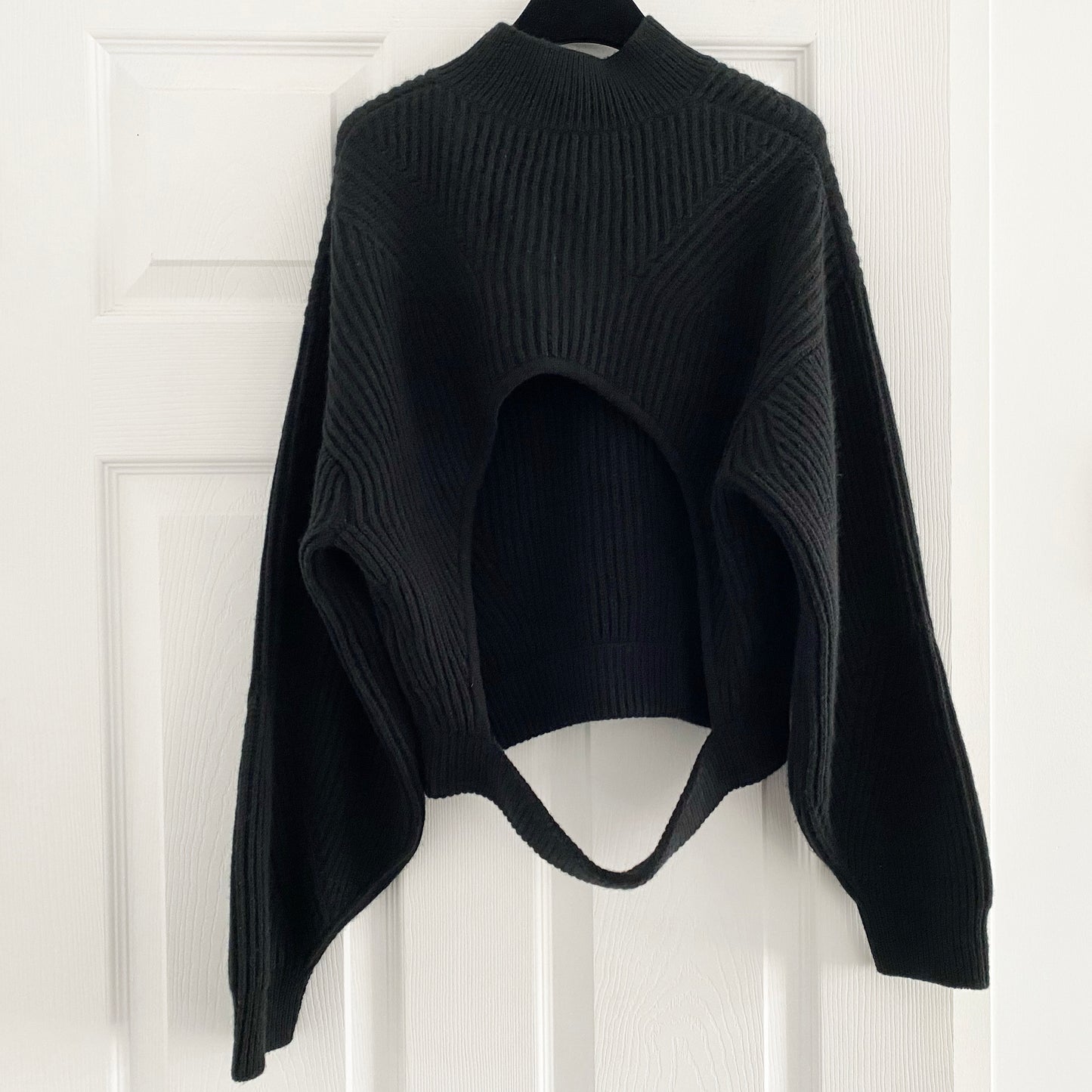 Le Kasha "Merida" Cutout Back Cashmere Sweater in Black, One Size Only