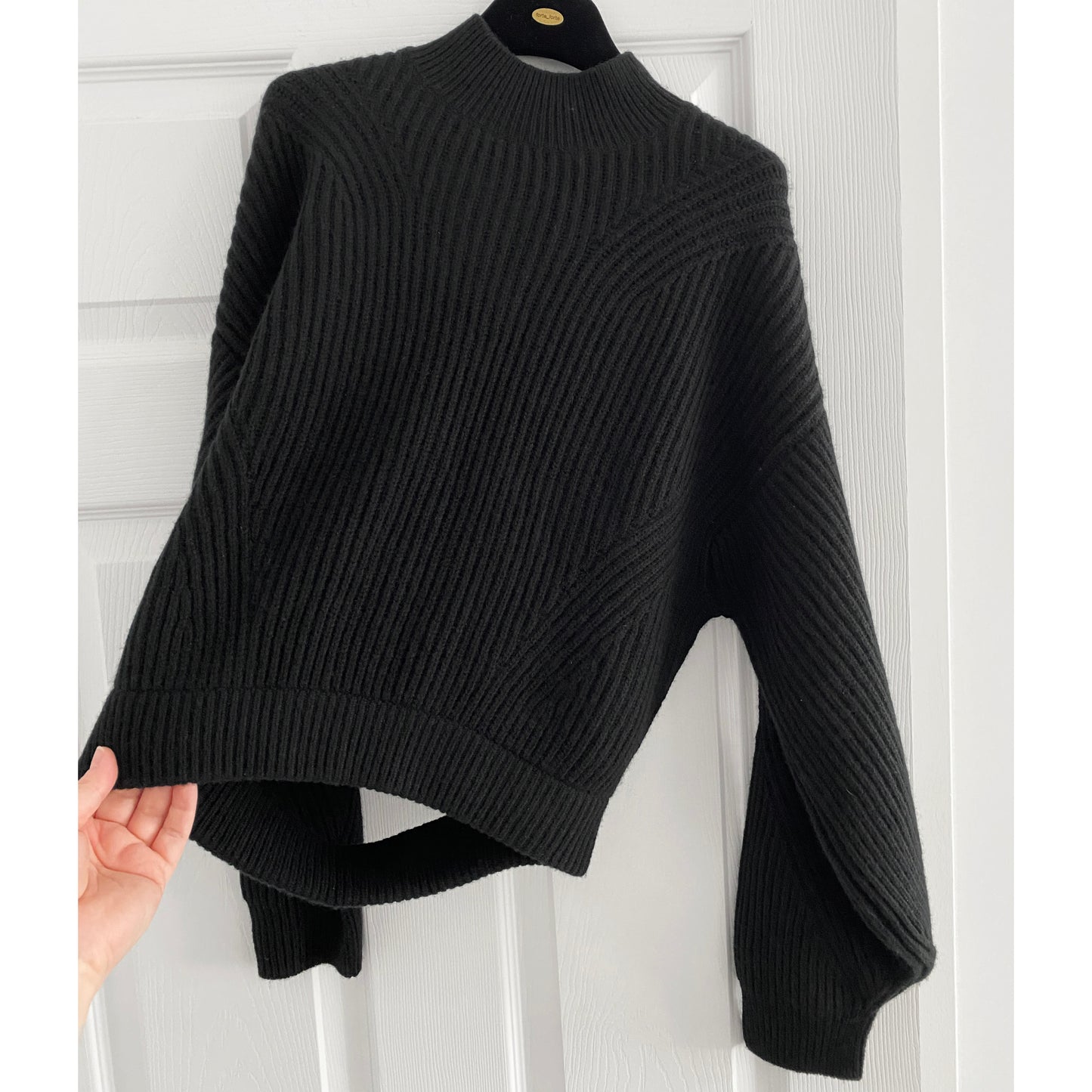 Le Kasha "Merida" Cutout Back Cashmere Sweater in Black, One Size Only