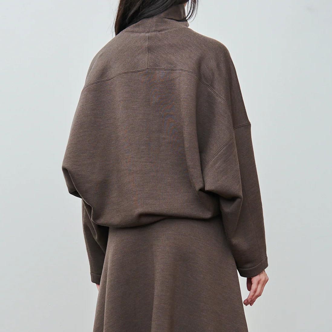 Lemaire High Neck Sweatshirt in Dark Brown Melange, size XS