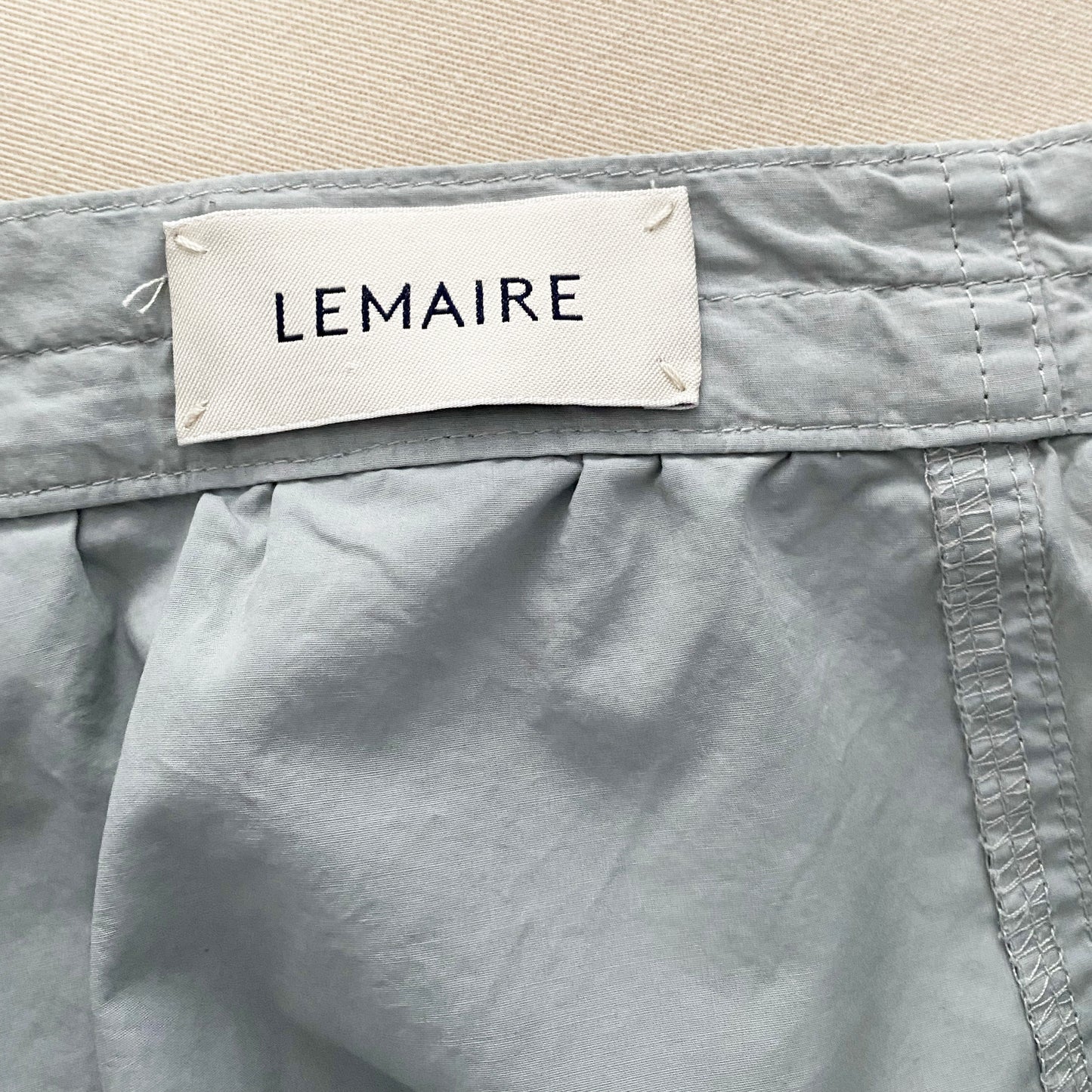 Lemaire Cotton Poplin Parachute Pants in Cloud Grey, size 34