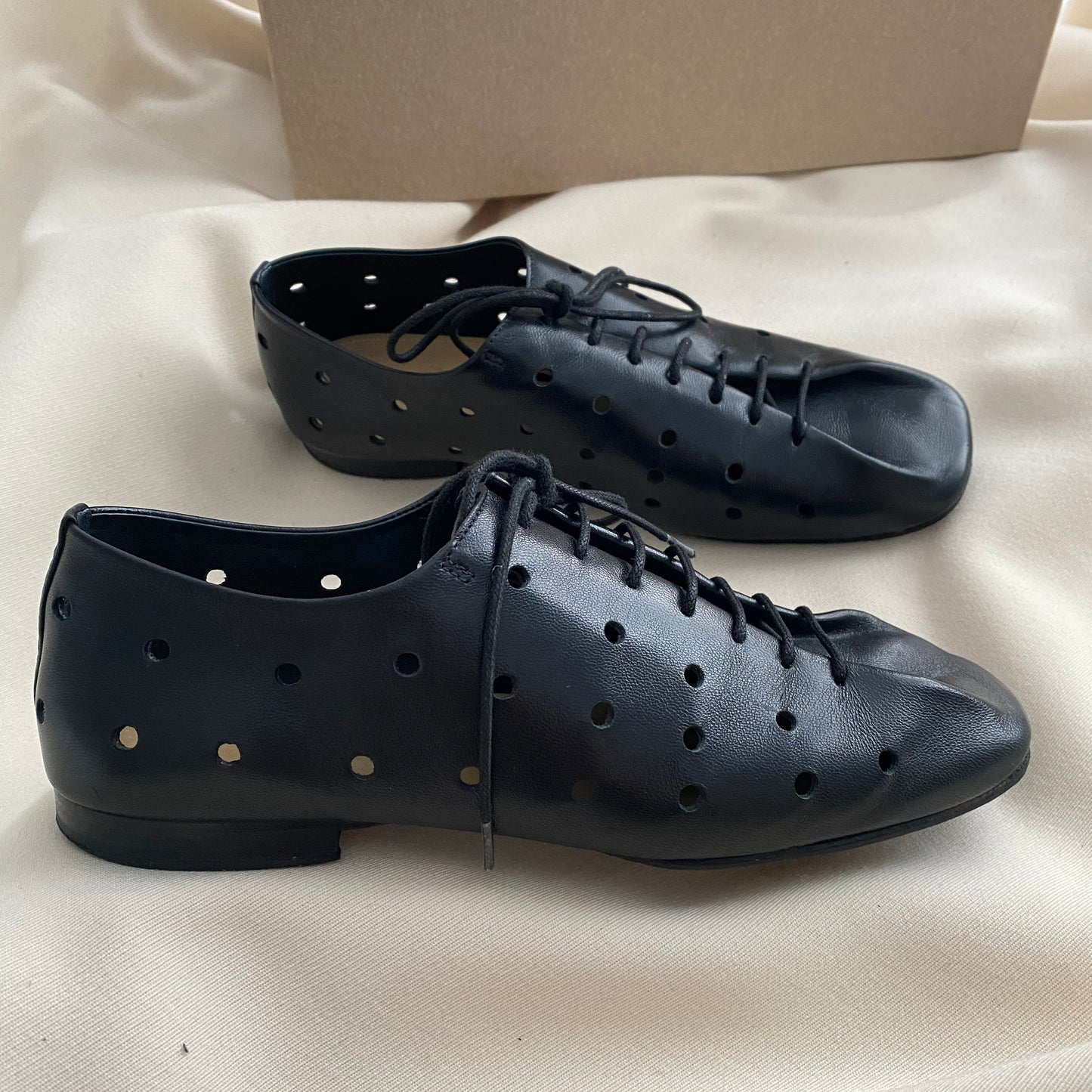 Lemaire Perforated Leather Derby's in Black, size 36