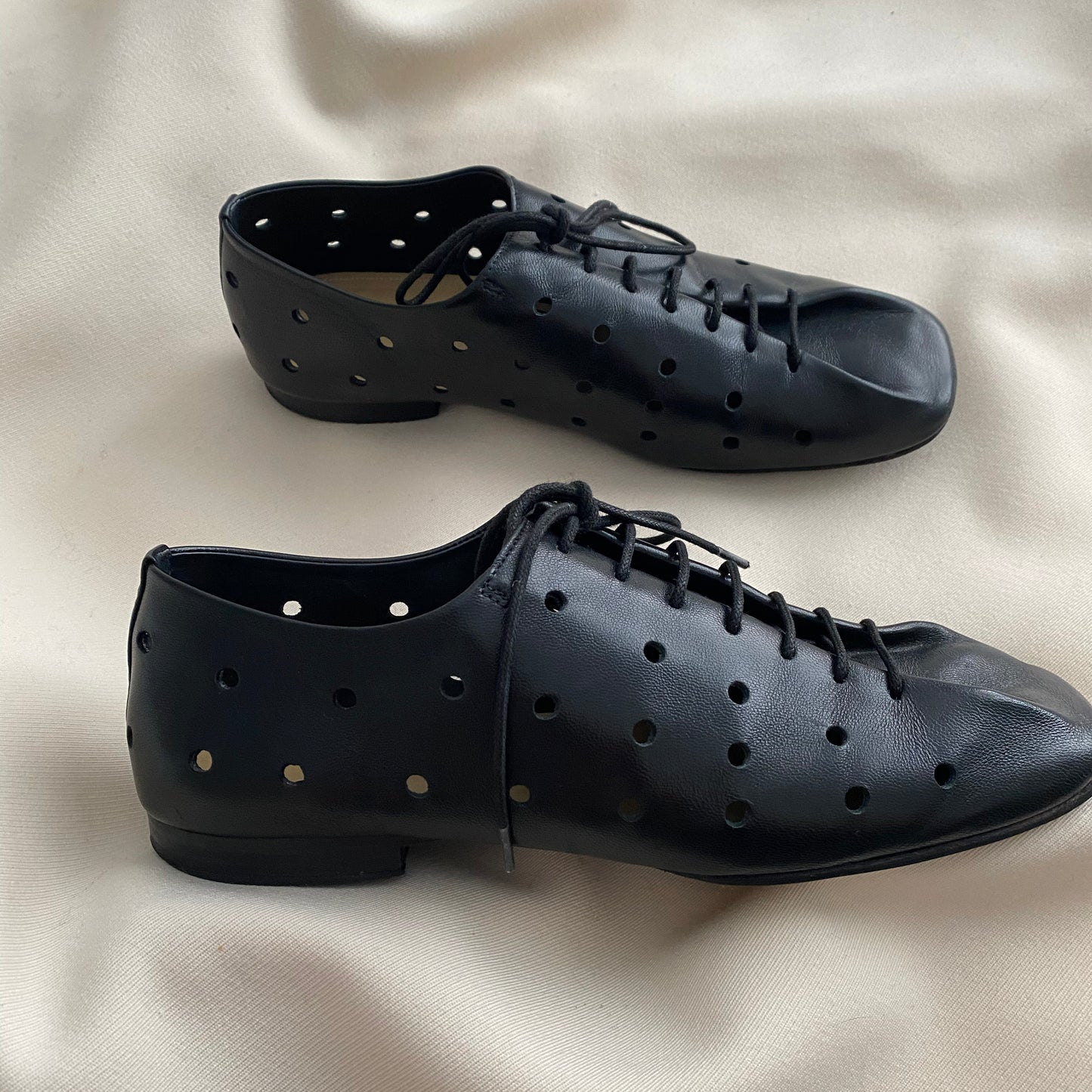 Lemaire Perforated Leather Derby's in Black, size 36