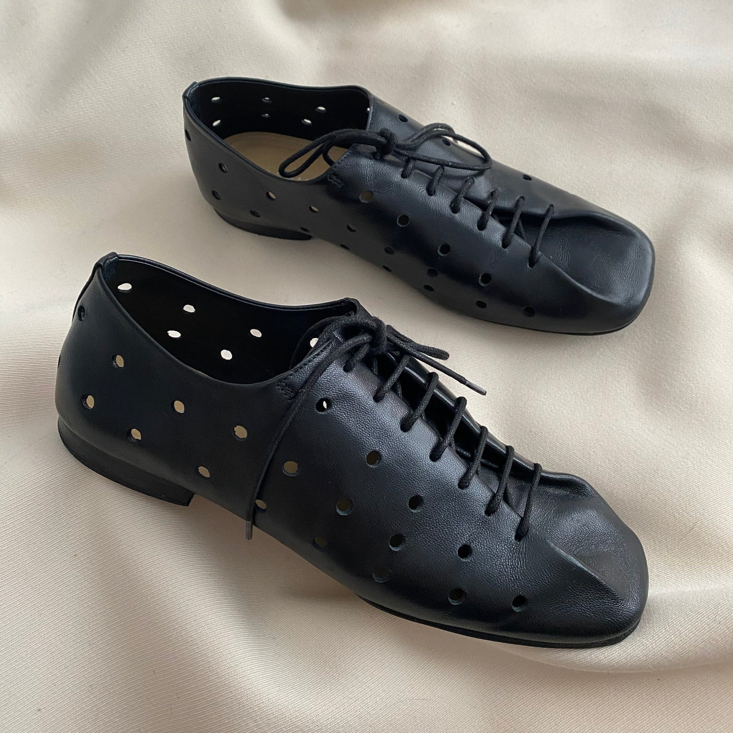 Lemaire Perforated Leather Derby's in Black, size 36