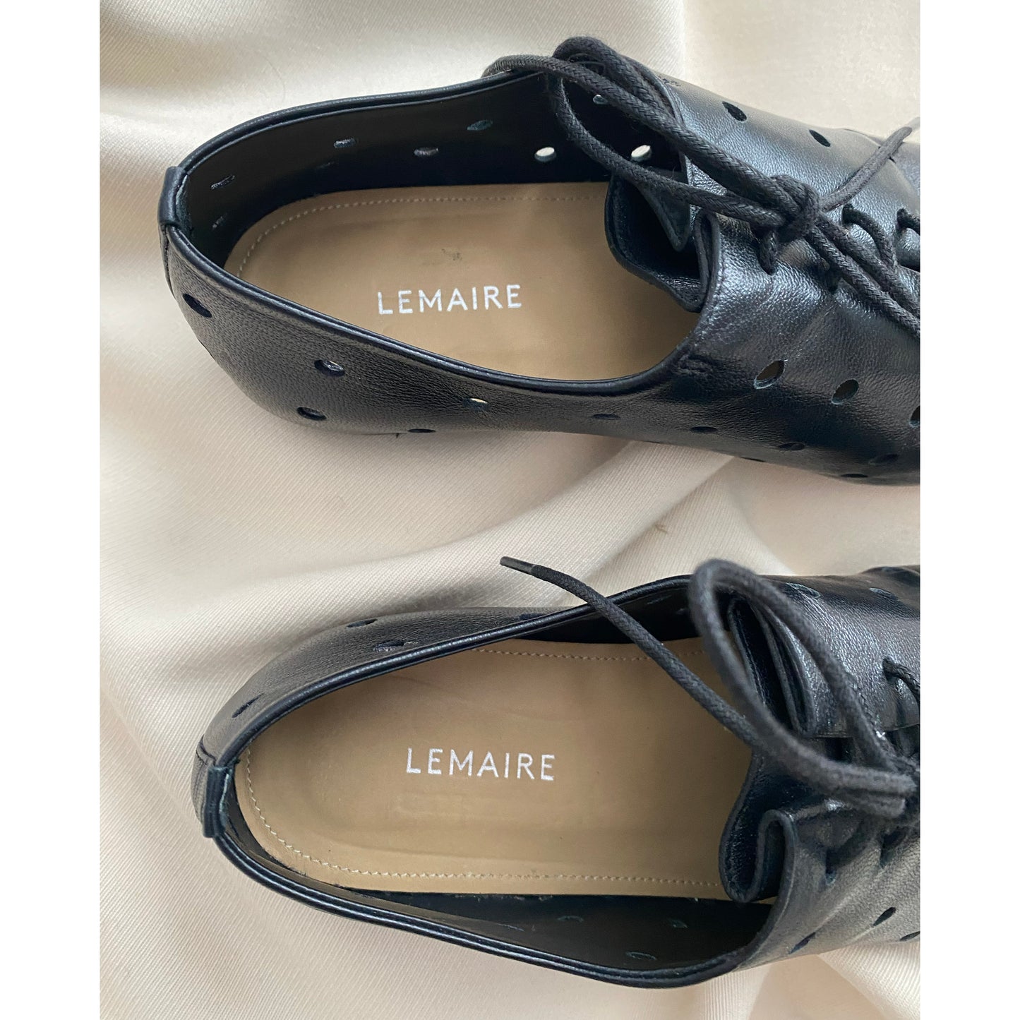 Lemaire Perforated Leather Derby's in Black, size 36