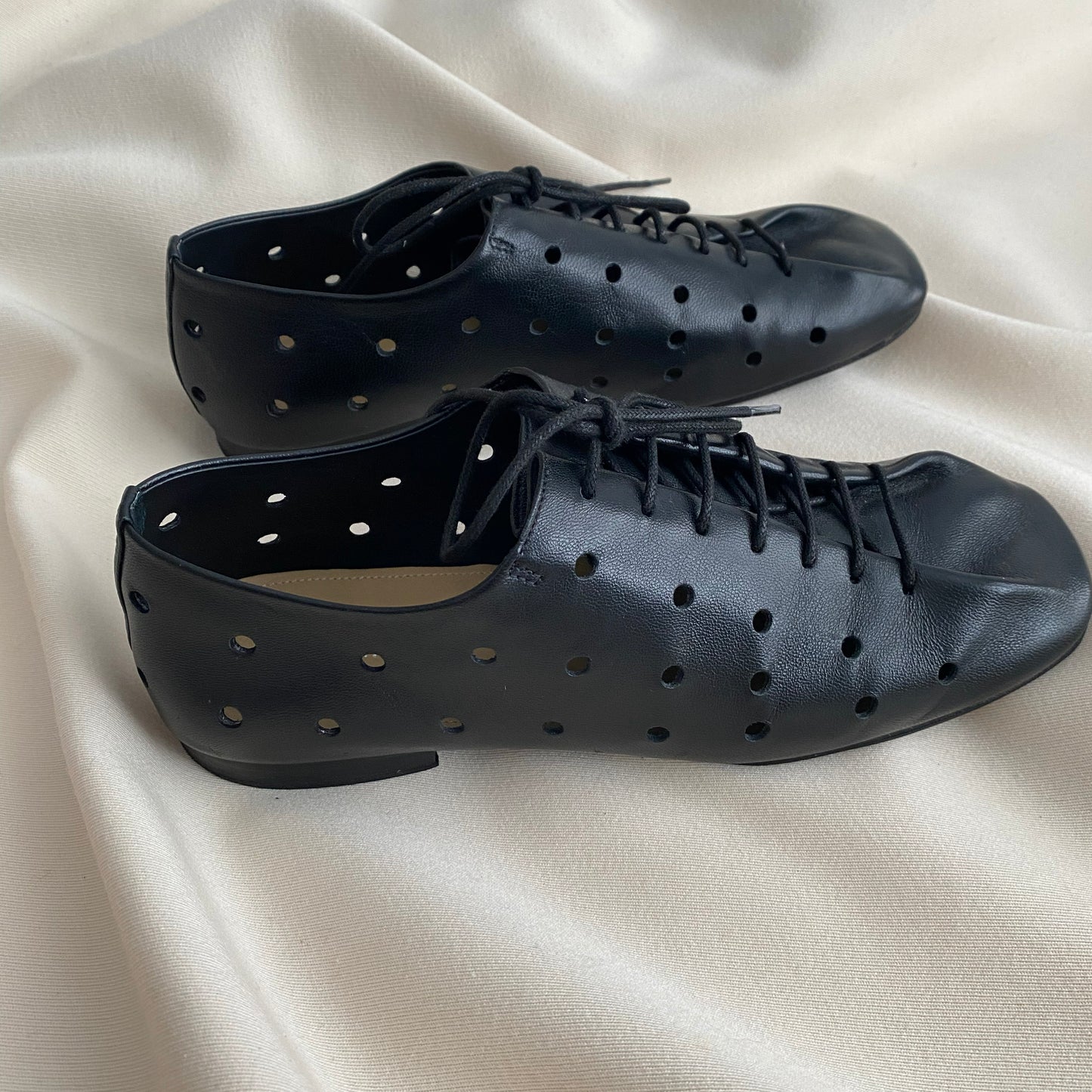 Lemaire Perforated Leather Derby's in Black, size 36