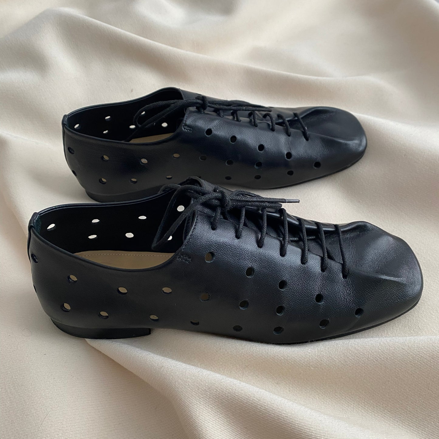 Lemaire Perforated Leather Derby's in Black, size 36