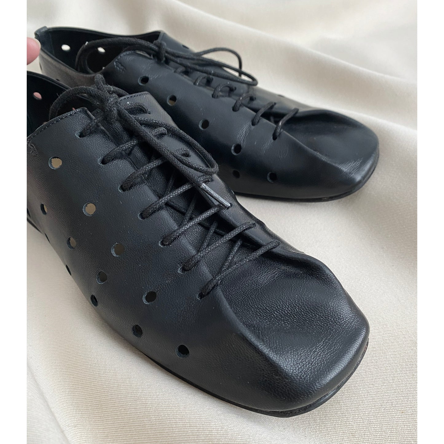 Lemaire Perforated Leather Derby's in Black, size 36