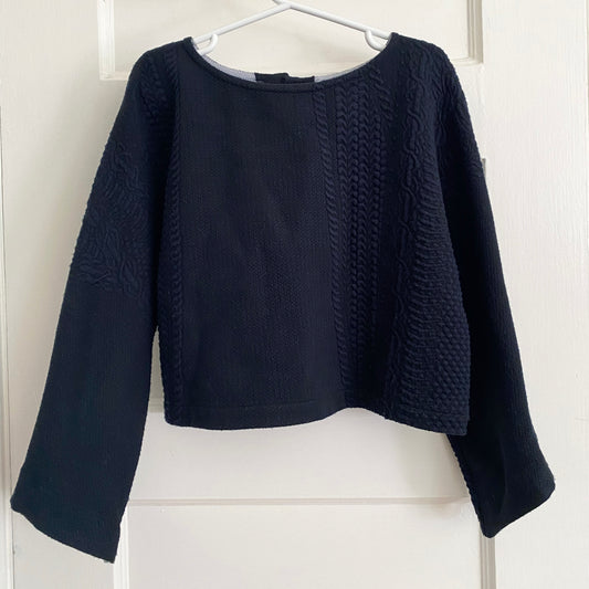 ** ENFANTS ** Pull Leoca en tricot torsadé bleu marine, taille 6 ans