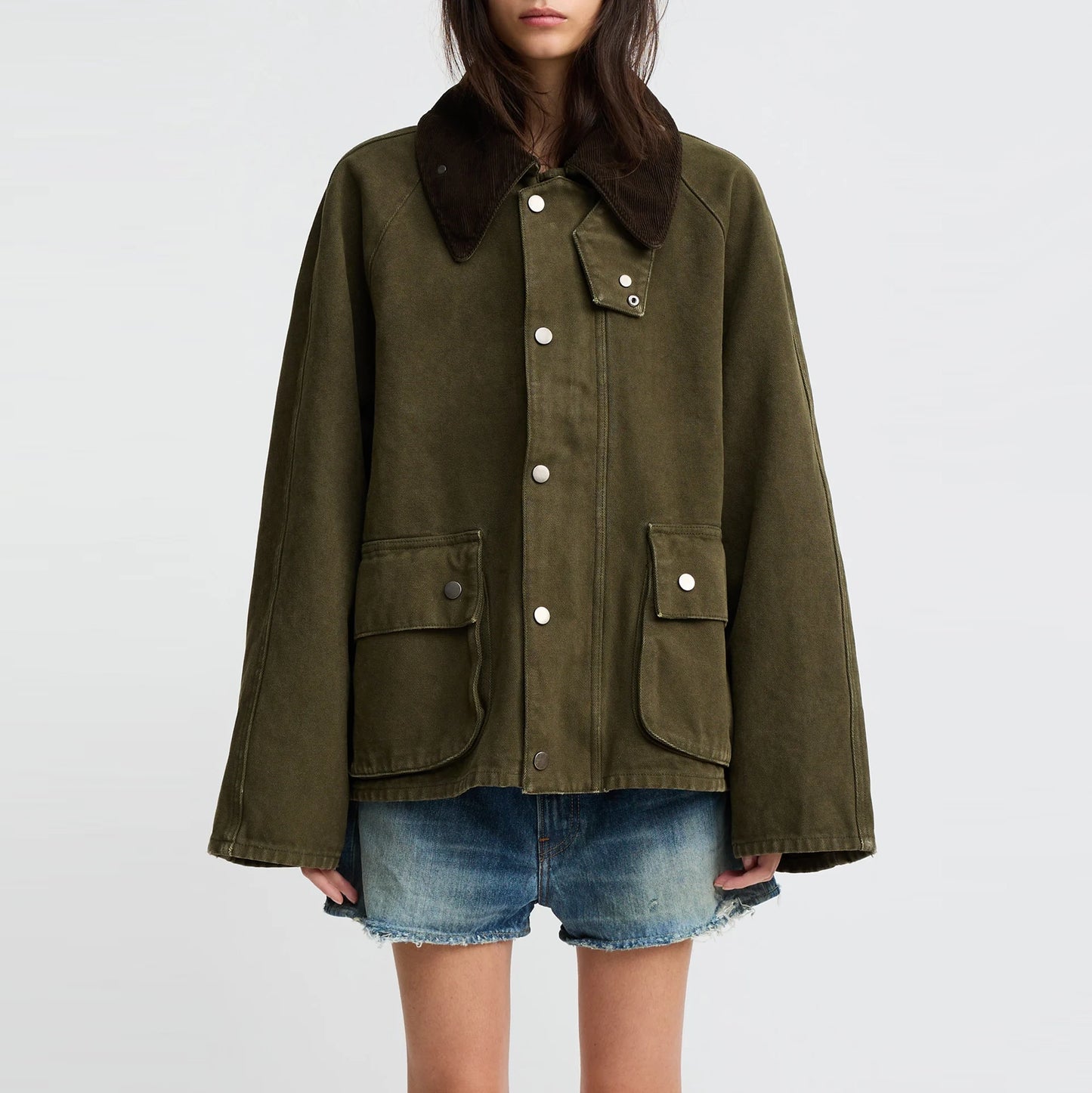 Denimist Oversize Field Jacket in Olive, size XXS (fits like XS)