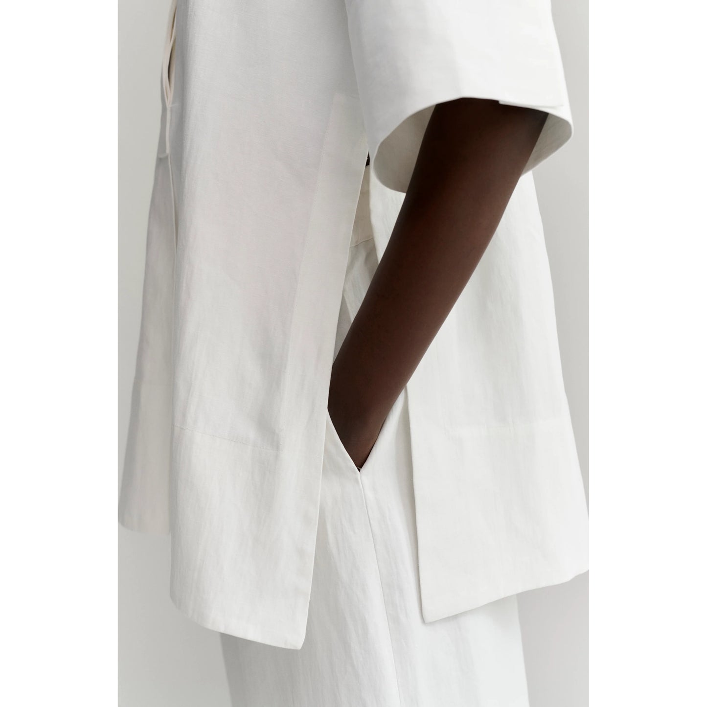 Studio Nicholson "Suma" Coated Linen Tunic in Ivory, size 0 (XS/S)