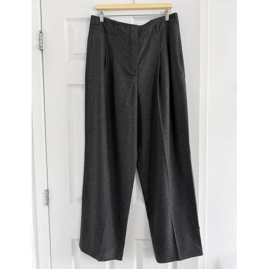 Loro Piana Wide Leg Pleated Grey Cashmere Trousers, size 46IT - fits like size 10 ish