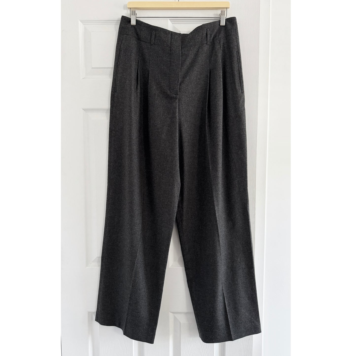 Loro Piana Wide Leg Pleated Grey Cashmere Trousers, size 46IT - fits like size 10 ish