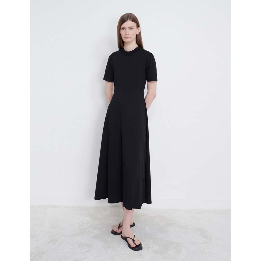 Loulou Studio "Sola" T-Shirt Dress in Black, size Medium (fits S/M)