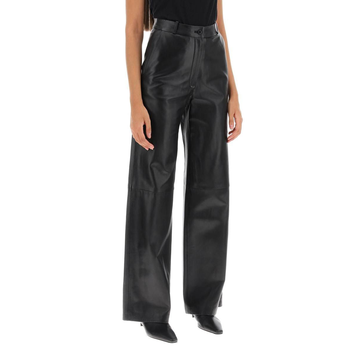 LouLou Studio "Noro" Black Leather Pants, size XS