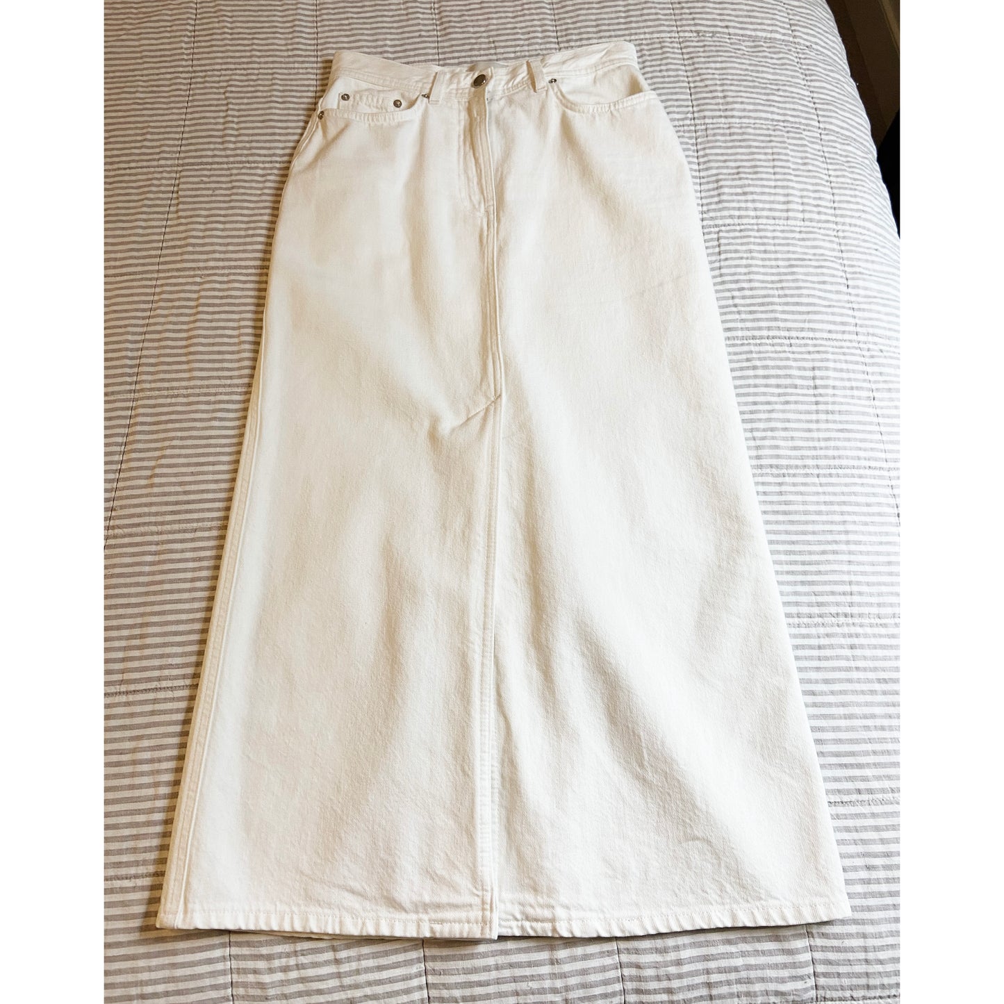 Loulou Studio "Rona" Denim Skirt in Ivory, size Small (fits size 2/4)