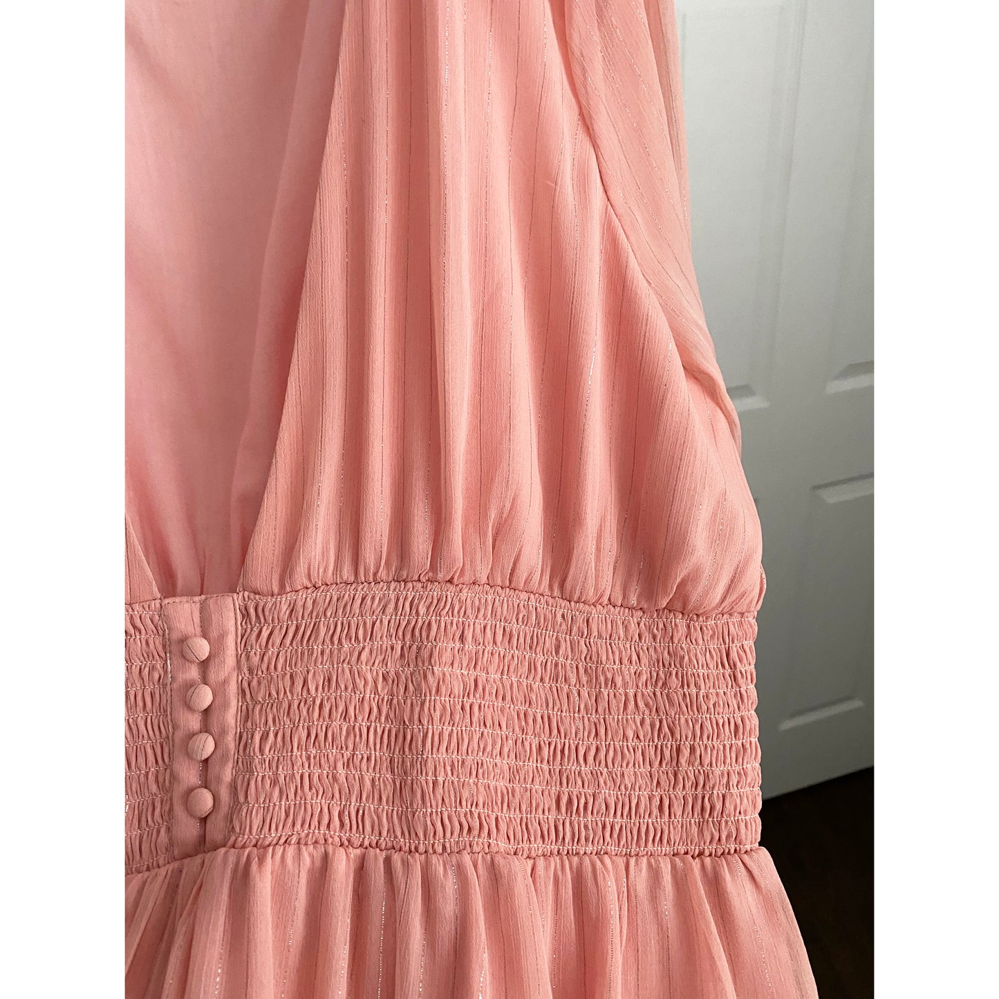 Lovers & Friends plunging neckline “Arline” dress in pink, size XL