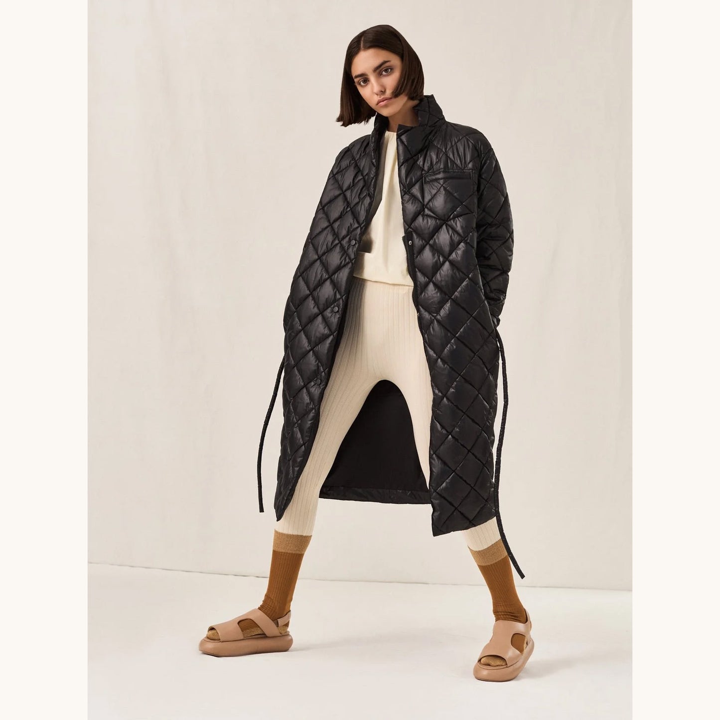 Luxton Quilted "Curve" Coat in Copper/Gold, size Medium